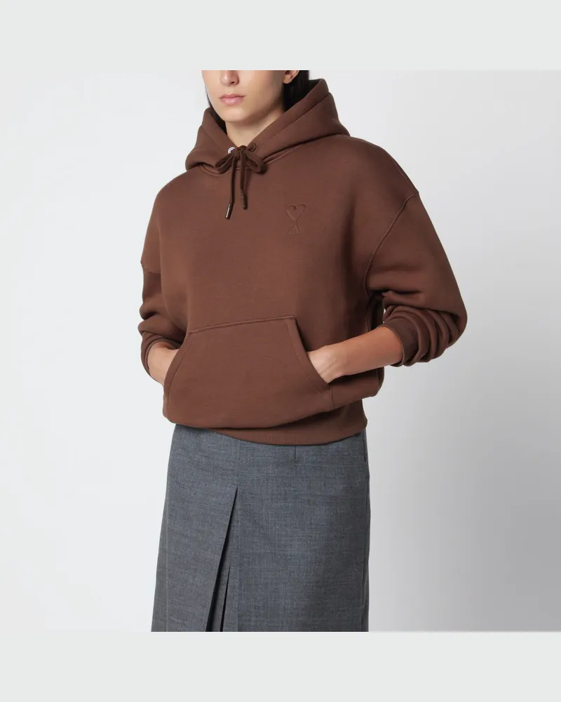 AMI Paris Braunes Ami de Coeur Kapuzen-Sweatshirt Brown