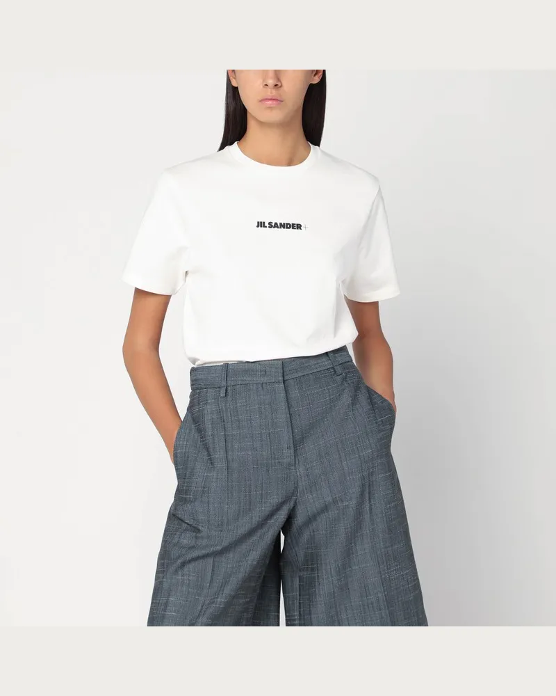 Jil Sander Cremeweiße T-Shirt mit Logo Weiß