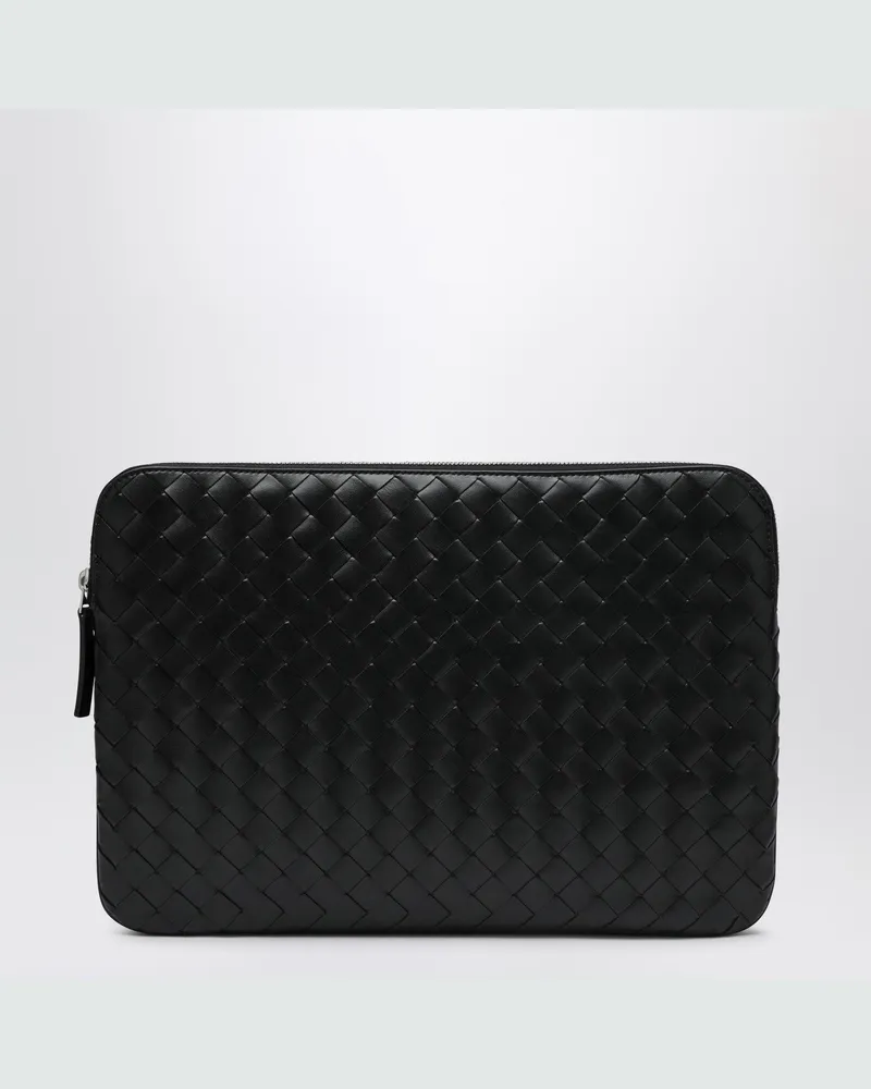 Bottega Veneta Getaway-Dokumentenmappe schwarz in Intrecciato White