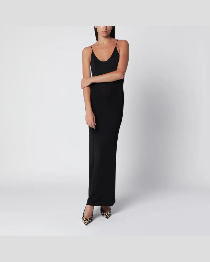 Saint Laurent Rückenfreies Maxikleid Noir aus Viskose Black