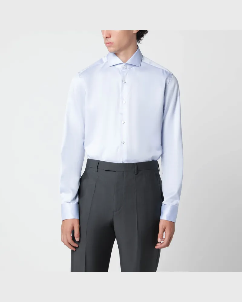 XACUS Hellblaues Travel Hemd aus Baumwolle Tailor Fit Light