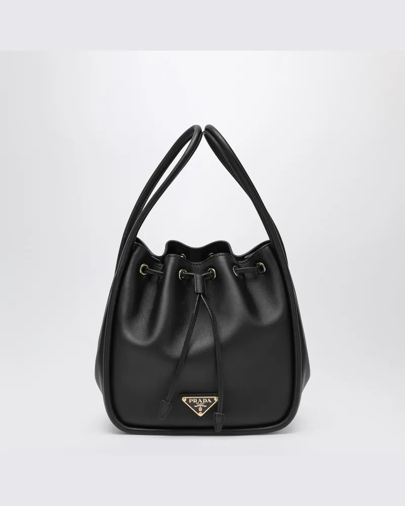 Prada Darling Mini schwarze Leder-Eimer Schwarz