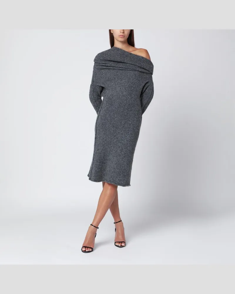 Entire Studios Rauchgraues One-Shoulder-Kleid aus Wollmischung Grau