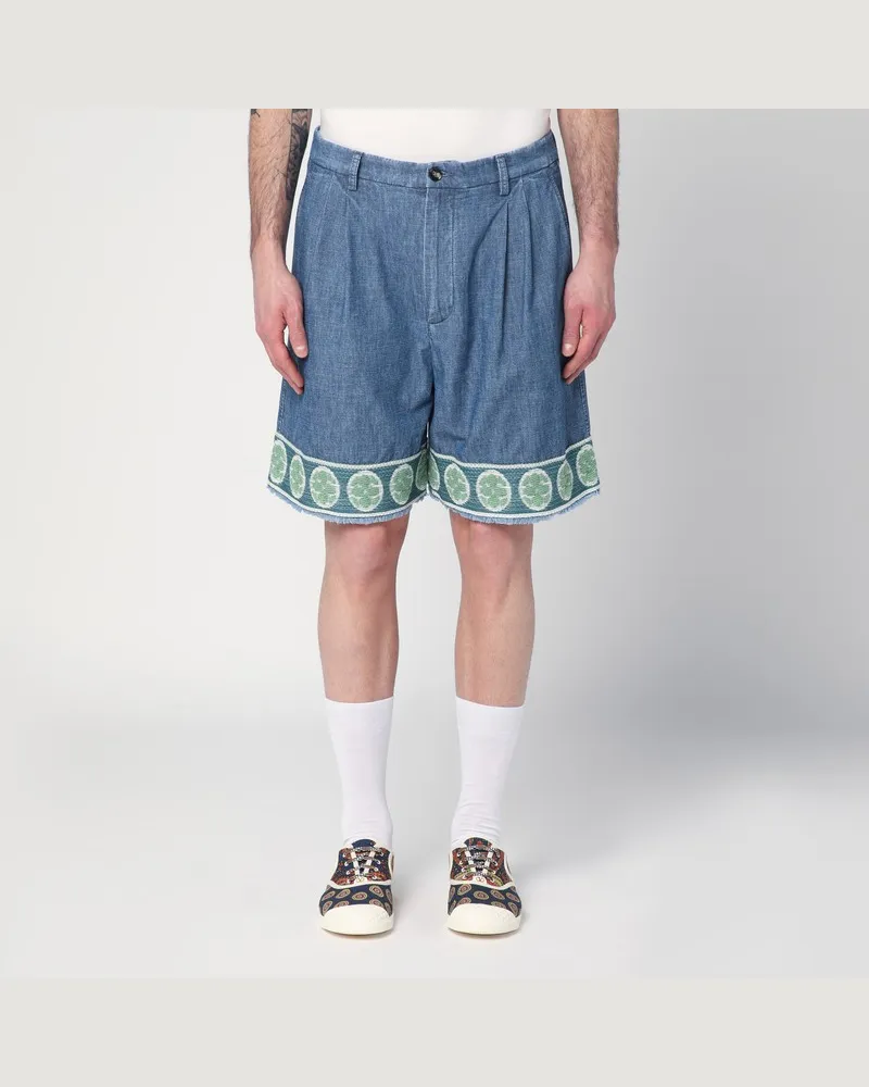 Valentino Garavani Blaue Bermudashorts mit Jacquardsaum Blau