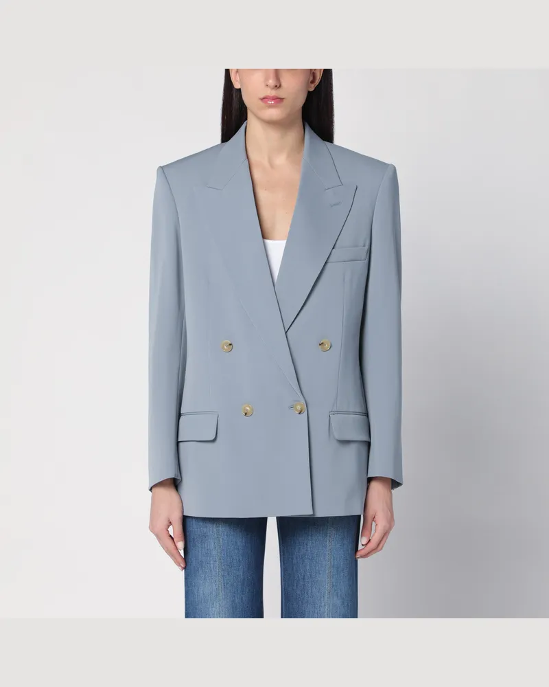 Stella McCartney Hellgraue zweireihige Jacke aus Wolle Grey