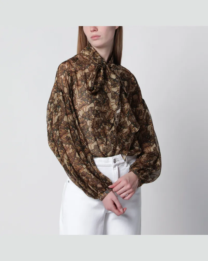 Max Mara Bedruckte Seidenchiffonbluse Multicolor