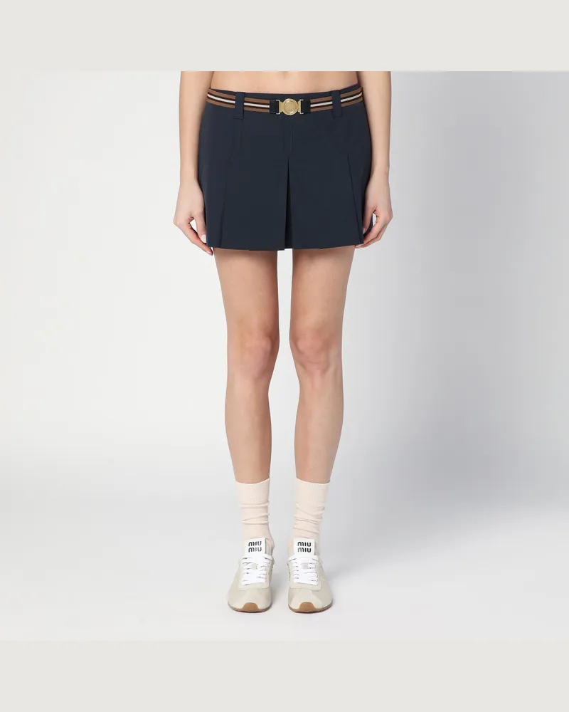 Miu Miu Faltenrock in Blau, Mini Multicolor