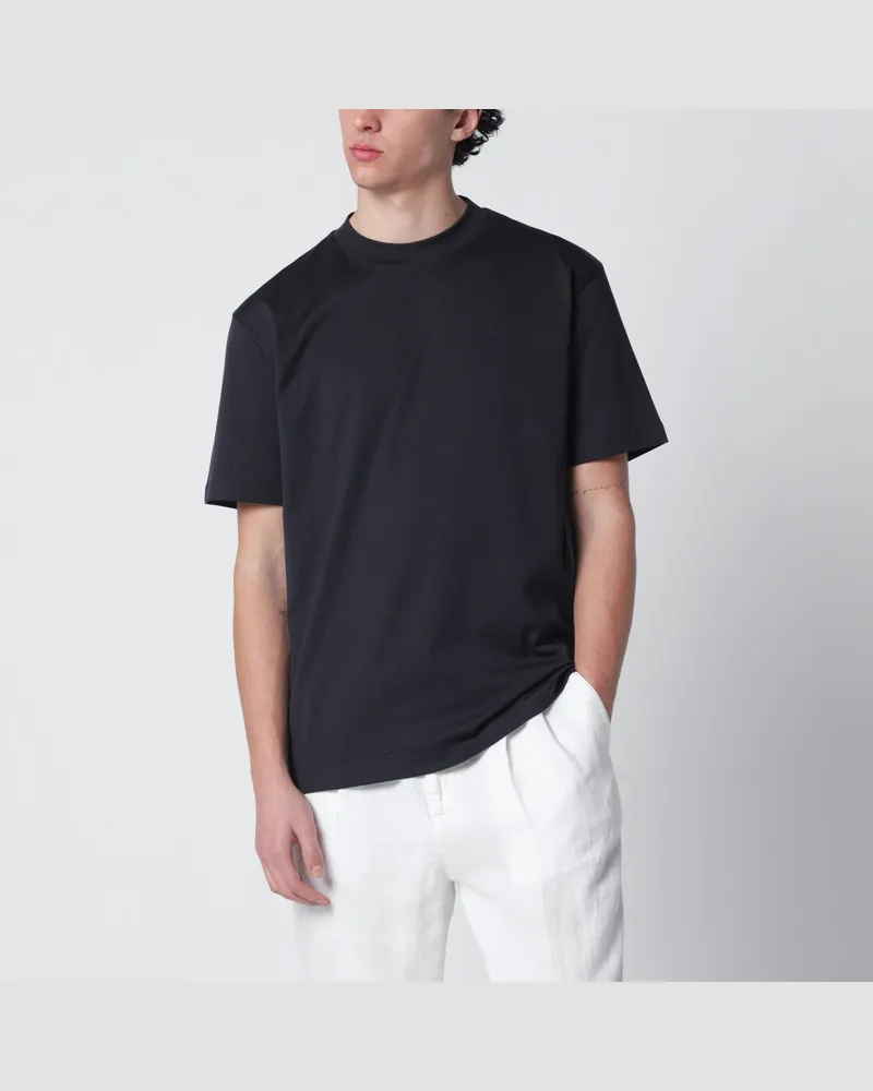 Loro Piana Blaues Baumwoll-T-Shirt Blue