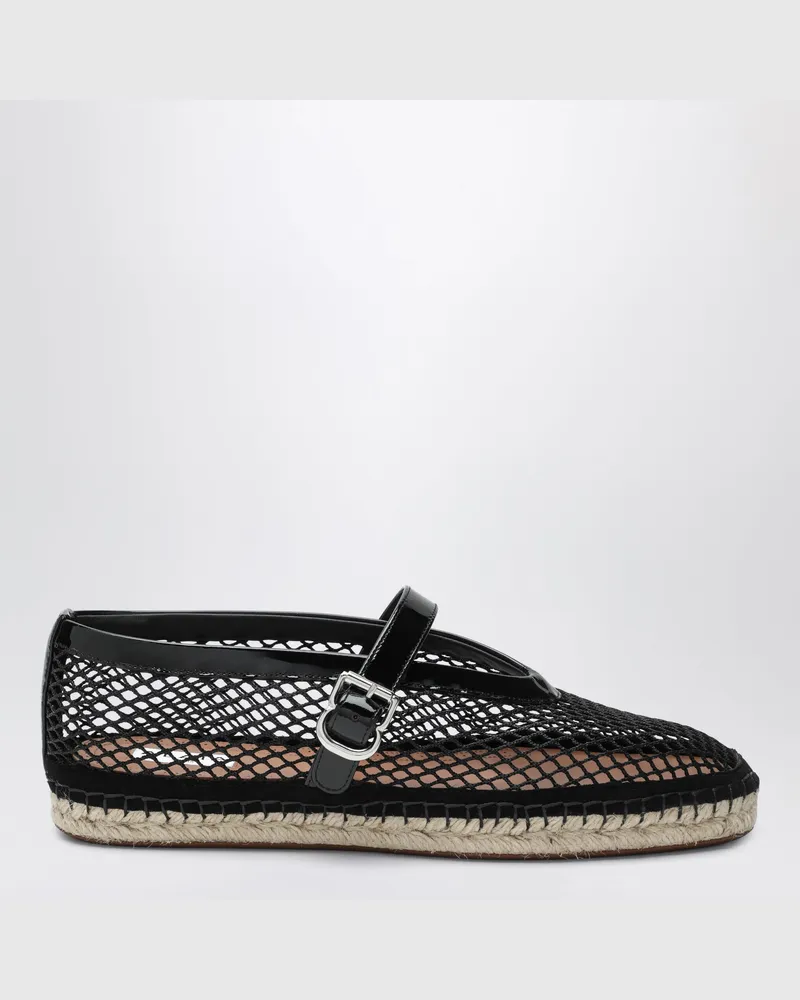 Alaïa Espadrilles aus Netzstoff und Lackleder in Schwarz Black