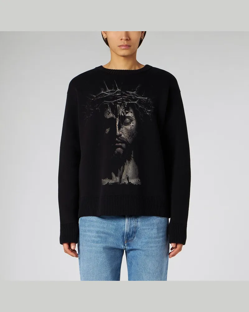 1989 STUDIO Rundhals-Pullover Jesus schwarz Schwarz