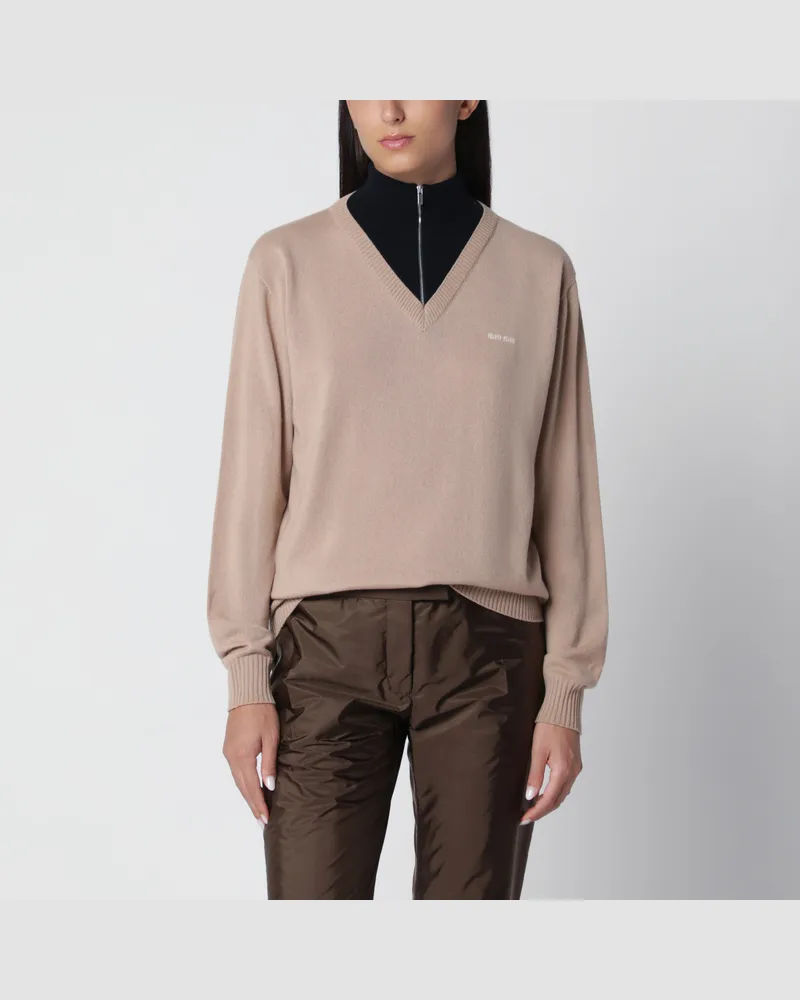 Miu Miu Oversize-Rollkragenpullover in Kaschmir Beige