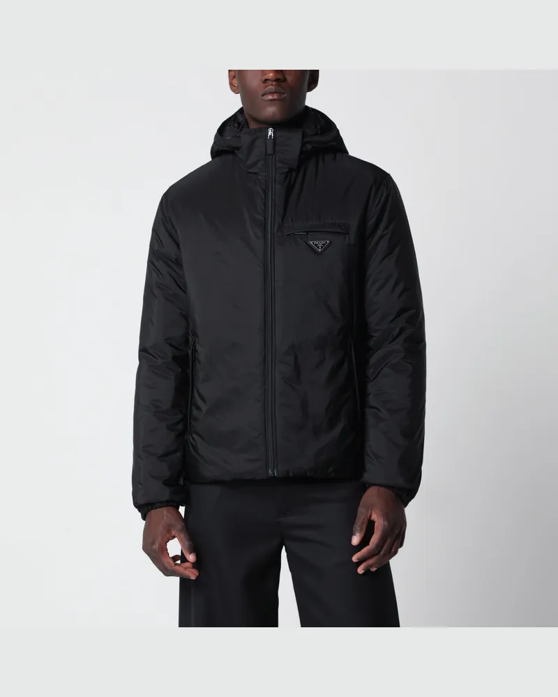 Prada Schwarze Re-Nylon-Daunenjacke Black
