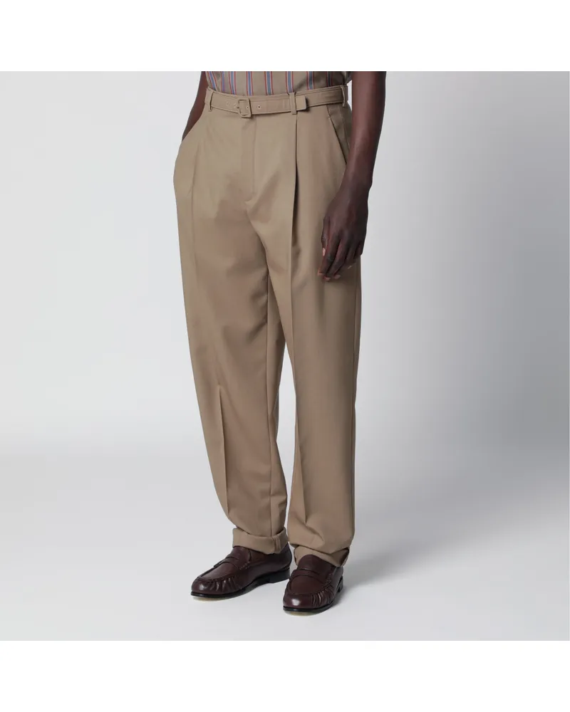 Saint Laurent Beige Hose mit hoher Taille aus Wolle-Mohair Beige