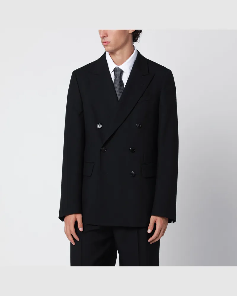 Dries van Noten Schwarze doppelreihige Jacke aus Wolle Black