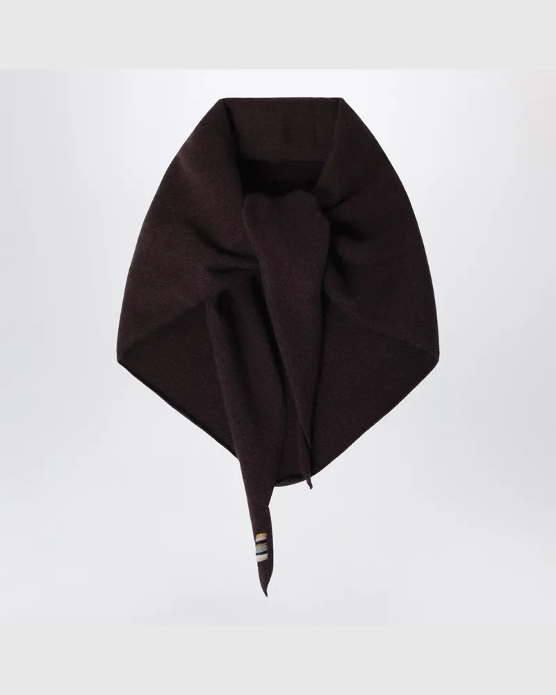 extreme cashmere Dunkelbraunes Kaschmir-Bandana Nr. 35 Brown