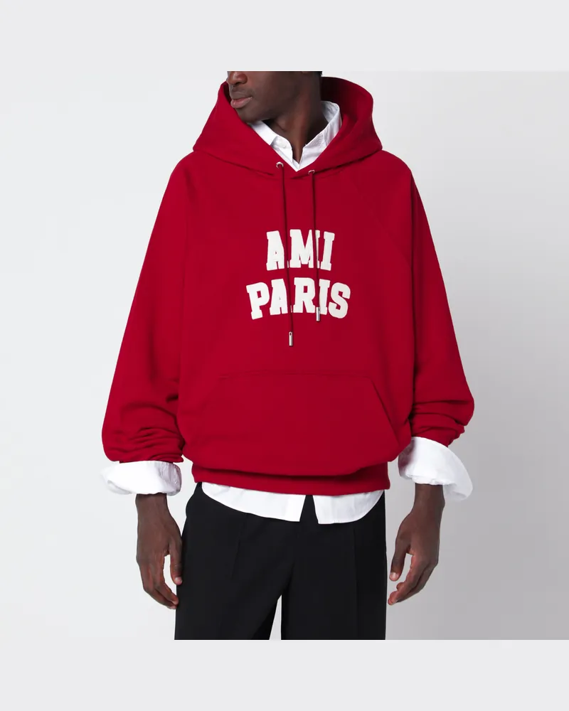 AMI Paris Rotes Kapuzen-Sweatshirt aus Baumwolle Red