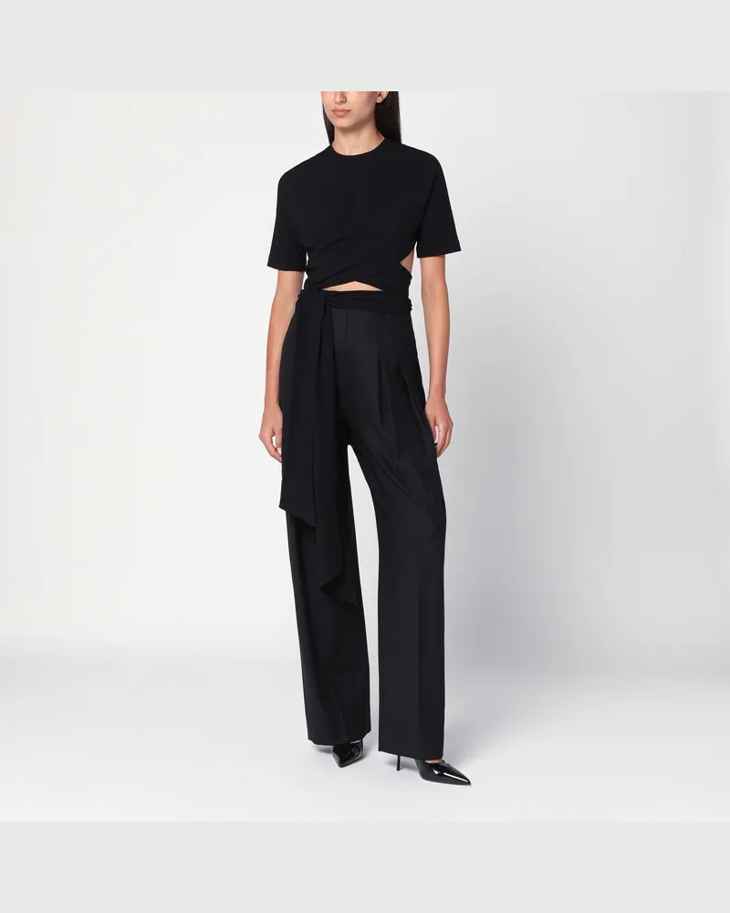 Alaïa Schwarzes Überkreuz-Top aus Viskosejersey Black