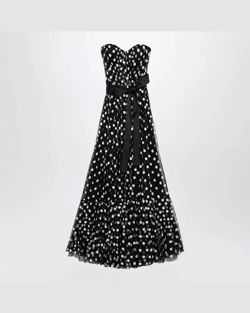 Dolce & Gabbana Langes trägerloses Tüllkleid mit Polka-Dots Multicolor