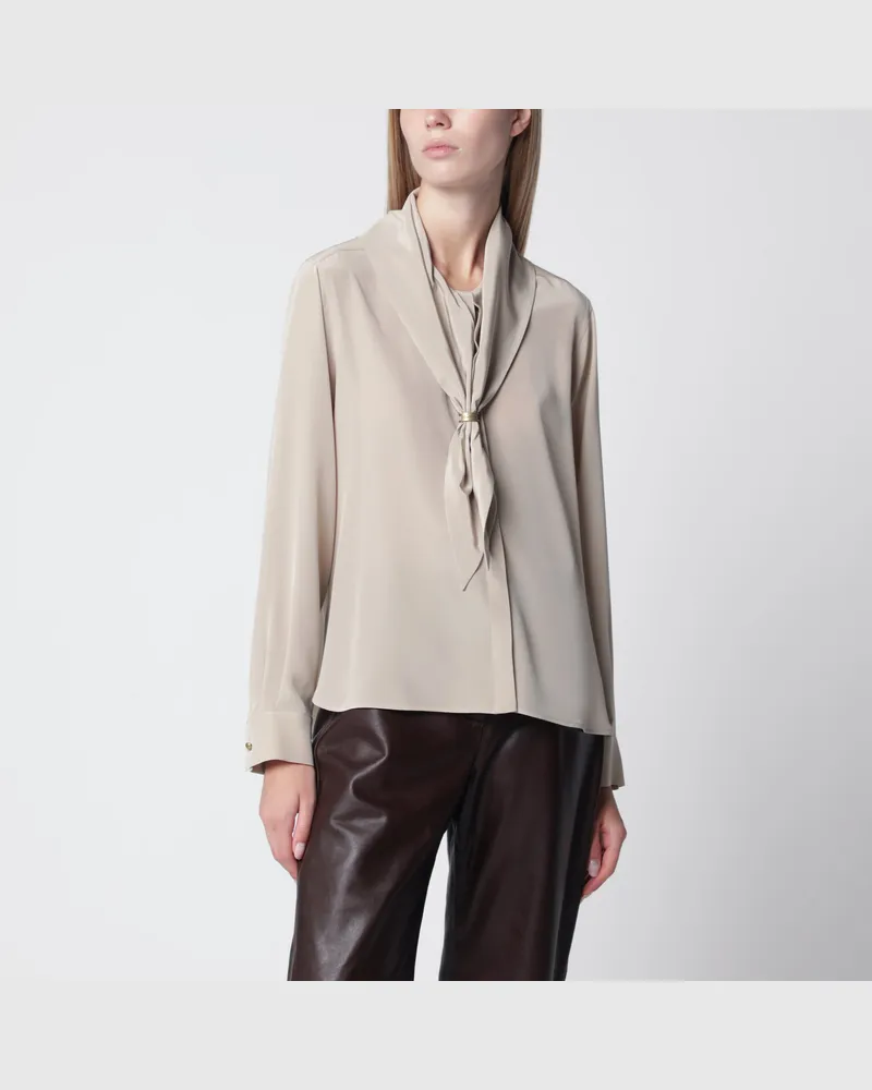 Max Mara Seidenbluse in Felsbeige mit Schal Beige