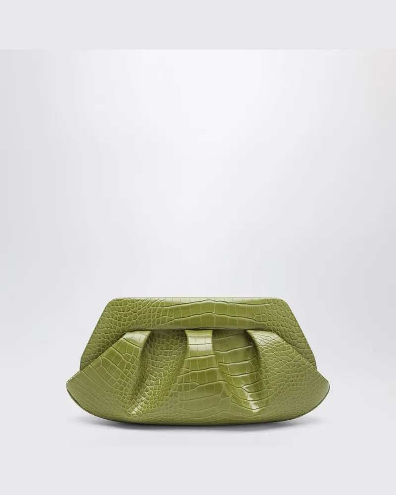 THEMOIRÈ Emera Clutch Kiwi mit Krokodileffekt Grün