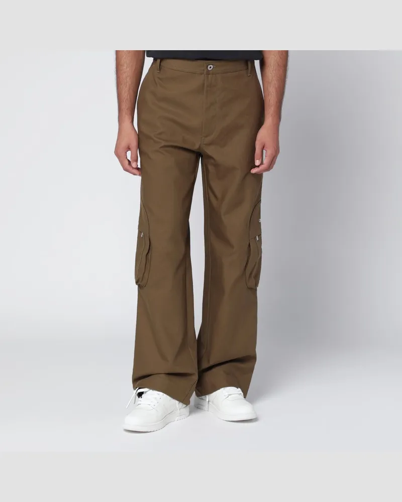 OFF-WHITE Braune Cargo-Hose mit Logo Grün