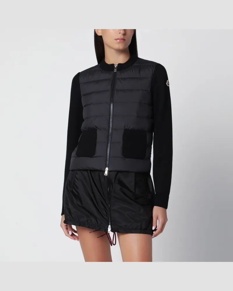 Moncler Schwarzer gepolsterter Cardigan mit Reißverschluss Black