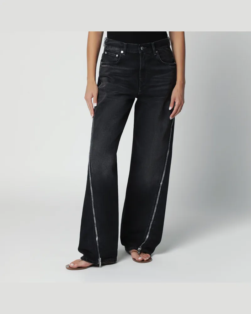 Haikure Schwarz verwaschene Jeans mit Reißverschlussdetail Black