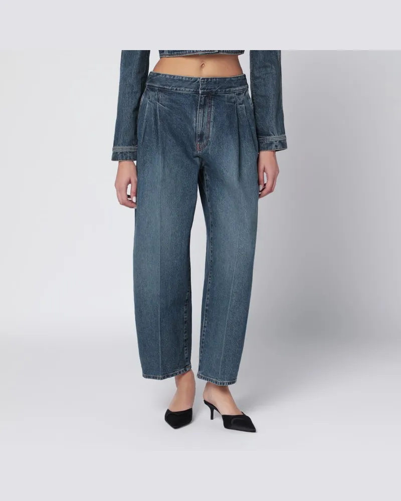 Alaïa Gewaschene Denimhose mit Bundfalten Blau