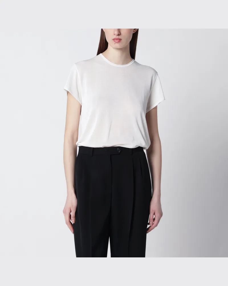 Totême Ecrufarbenes T-Shirt aus Seidencrêpe White