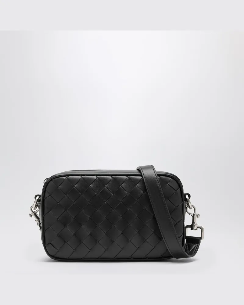Bottega Veneta Schwarze Mini-Kameratasche mit Flechtmuster Schwarz