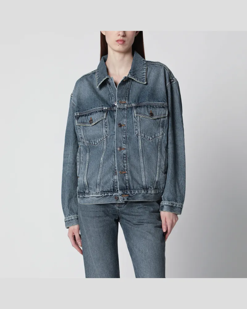 Balenciaga Kick Jeansjacke aus Baumwoll-Denim in Blau Blue