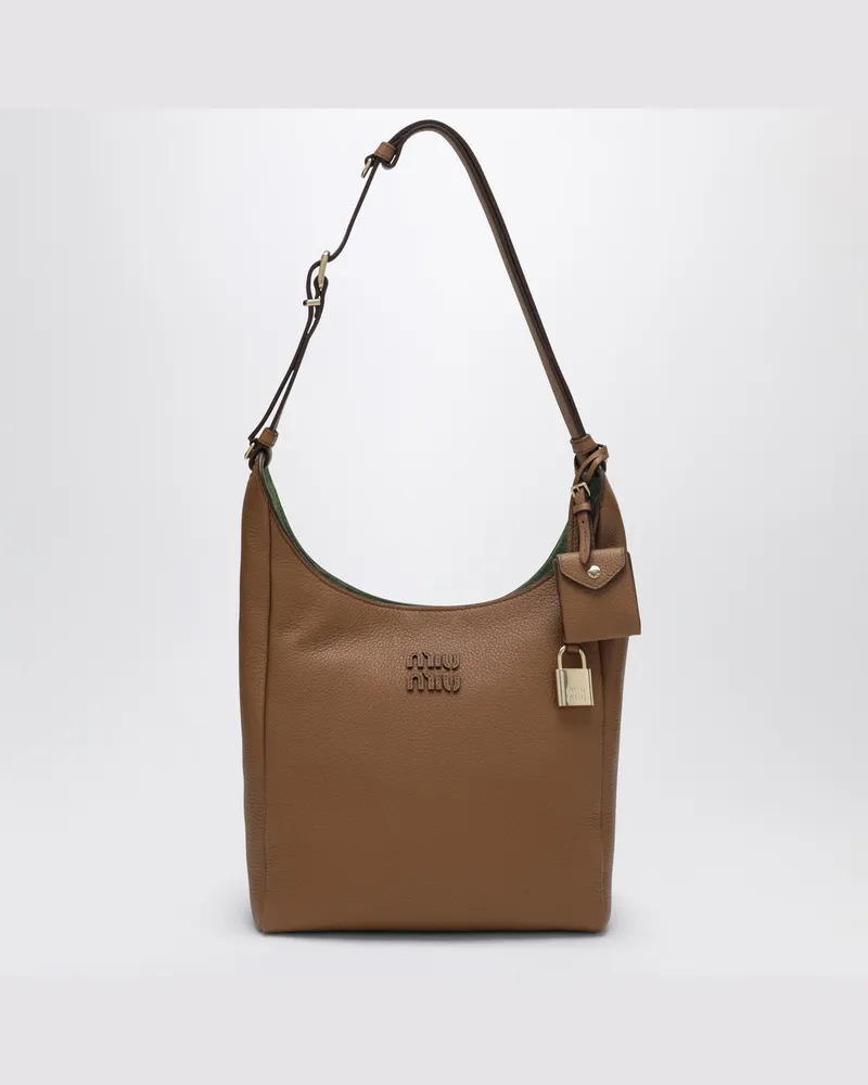 Miu Miu Umhängetasche aus genarbtem Leder Caramel/Larice 