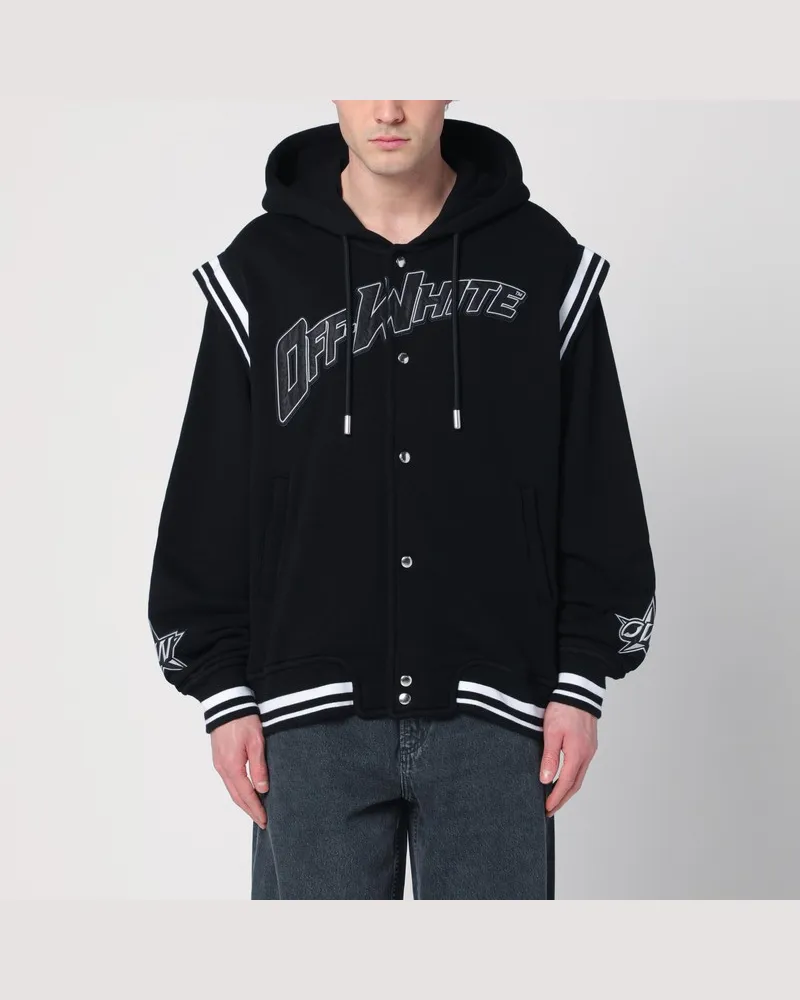 OFF-WHITE Schwarze Bomberjacke aus Baumwolle mit Logo Schwarz