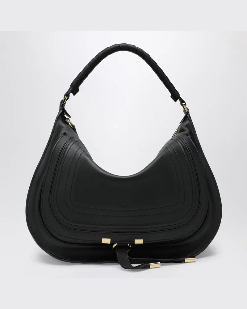 Chloé Schwarze Marcie Schultertasche aus Leder Blue