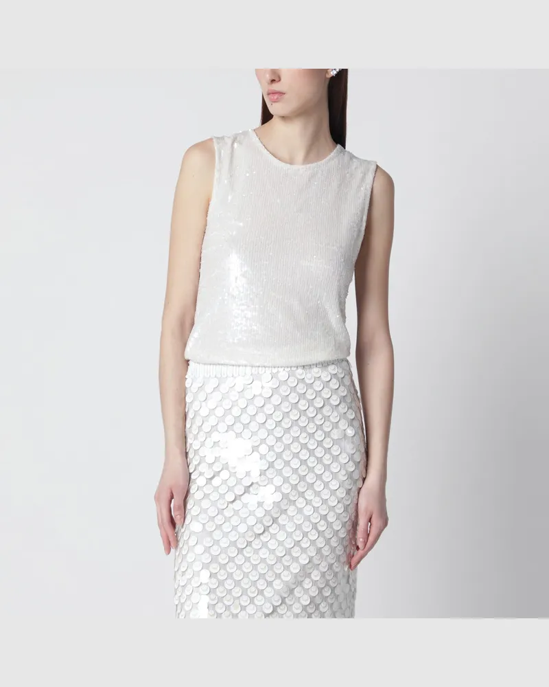 P.A.R.O.S.H. Weißes Top mit Pailletten White