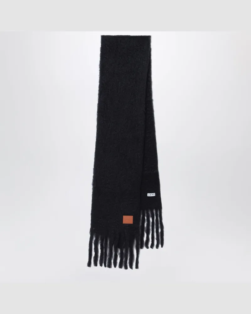 Loewe Schwarzer Schal aus Mohair-Wollmischung Black