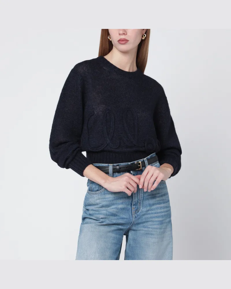 Chloé Navyblauer Alpaka-Mischpullover 