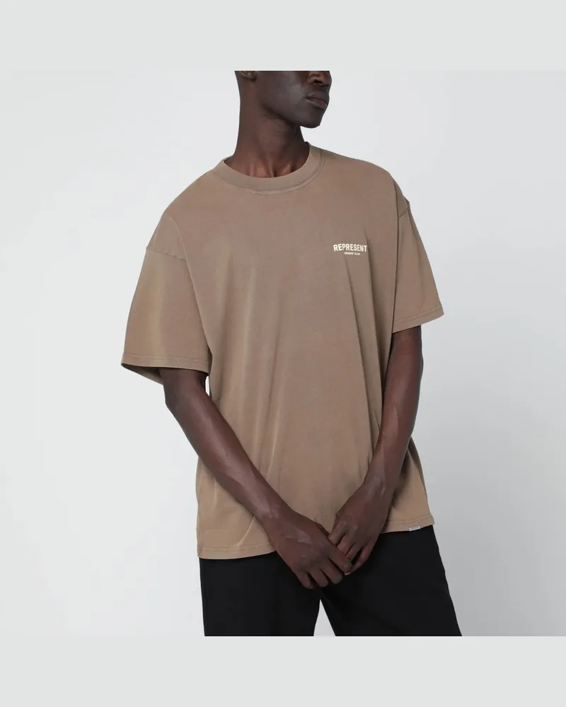 REPRESENT Hellbraunes Baumwoll-T-Shirt mit Logo Beige