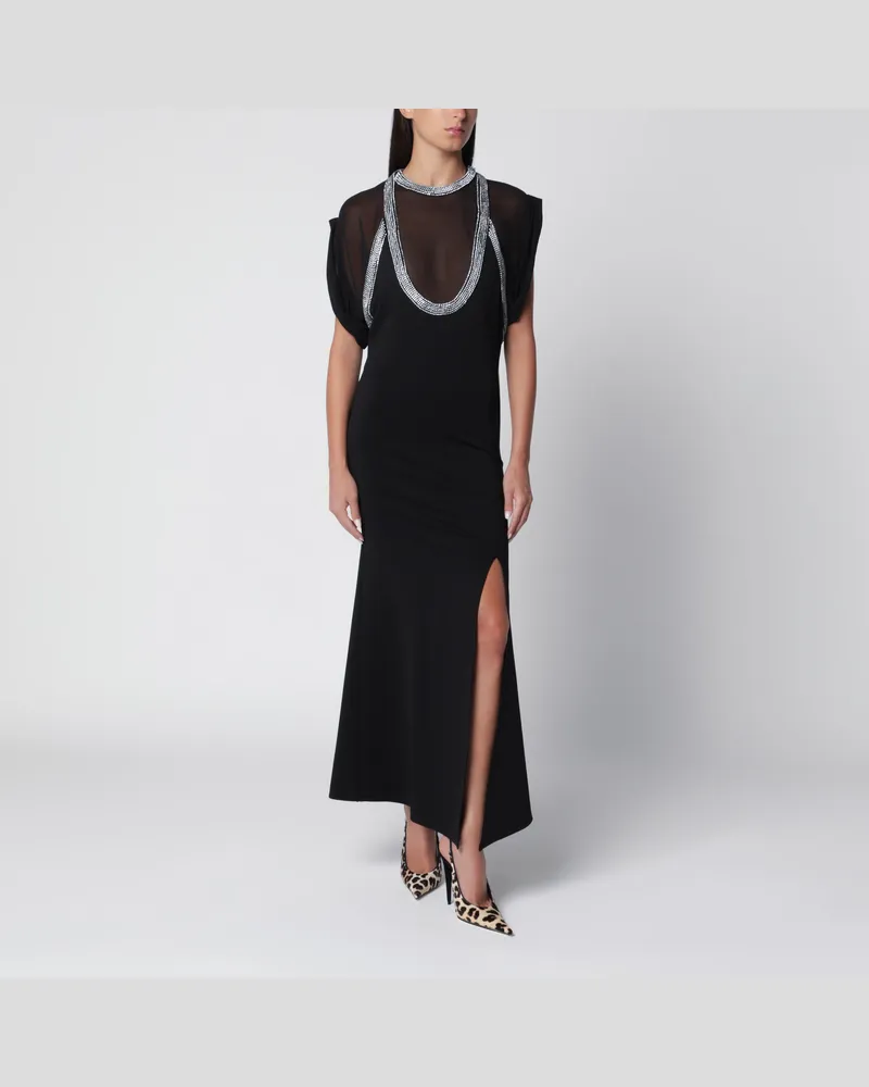 ATTICO Schwarzes Kleid aus Viskosemischung mit Strassbesatz Black