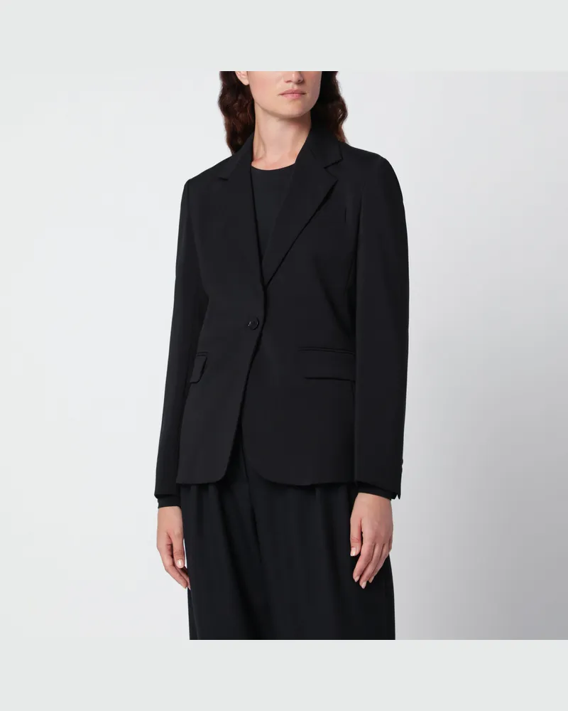 Max Mara Schwarzer, einreihiger Blazer aus Stretchwolle Black