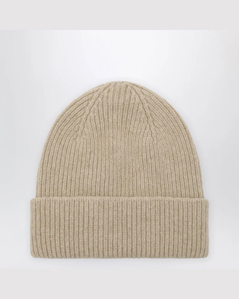 Le Bonnet Beanie aus Wolle und Caregora in Sand Beige