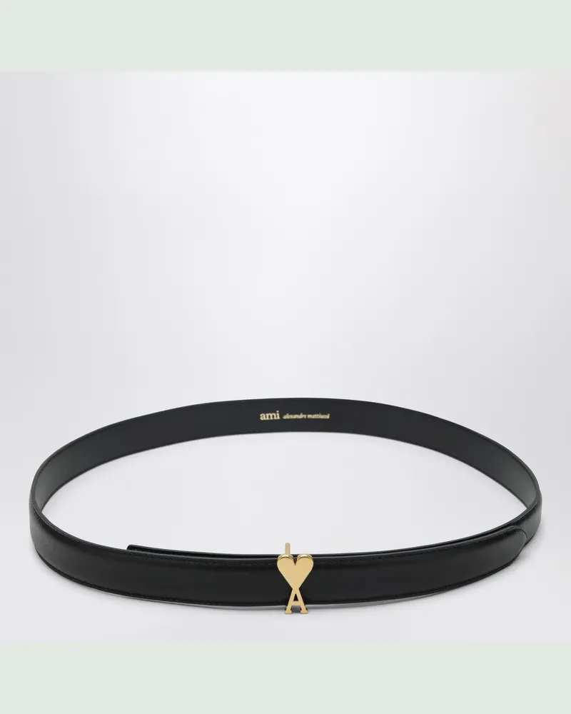 AMI Paris Schwarzer Ami de Caur-Gürtel aus Kalbsleder Black