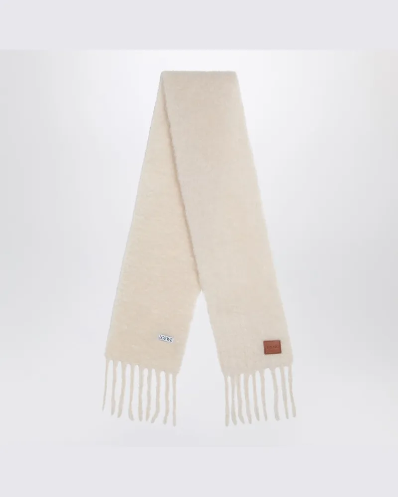 Loewe Weißer Schal aus Wolle und Mohair Weiß