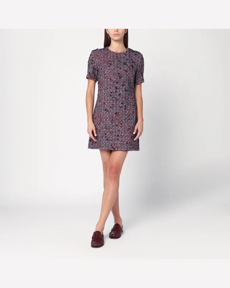 Gucci Kleid aus blau-roter Bouclé-Wolle Blau
