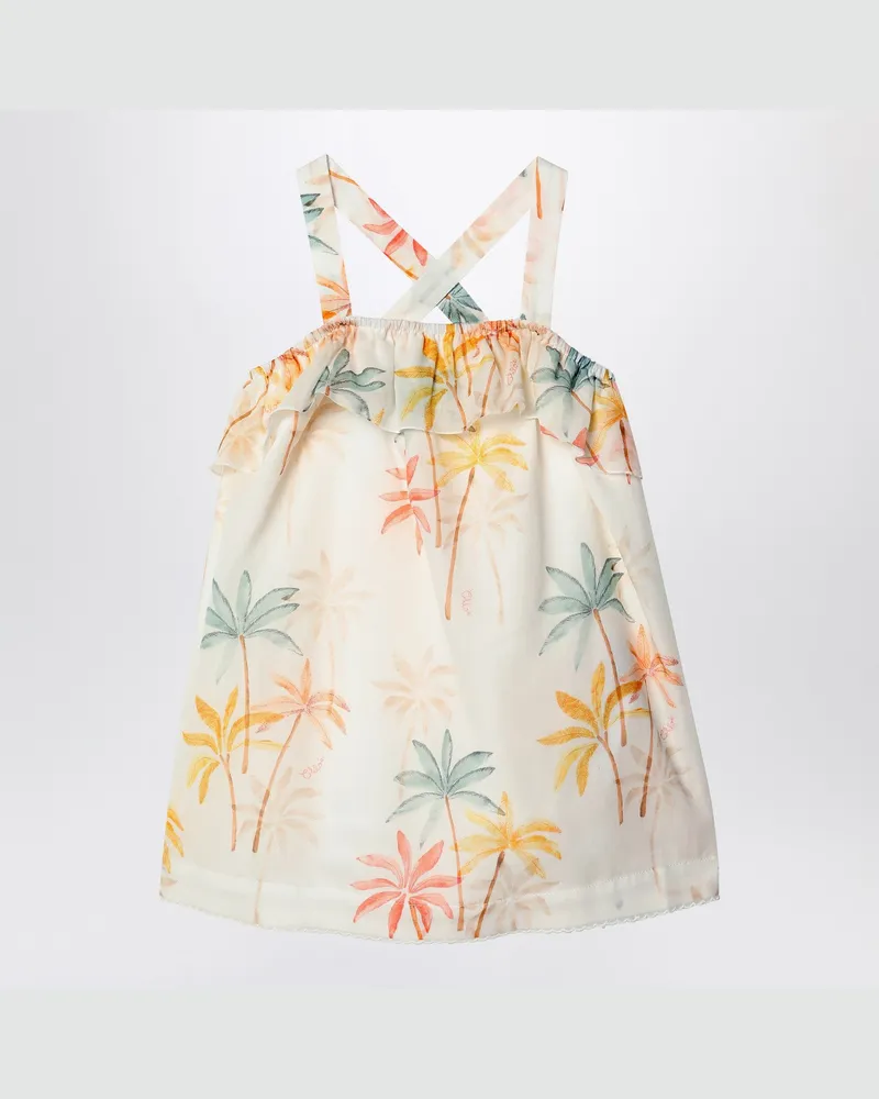 Chloé Kleid in Elfenbein mit buntem Muster Multicolor