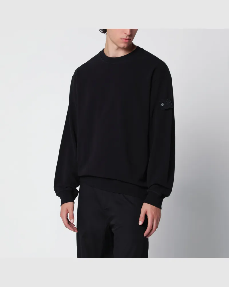 Stone Island Schwarzes Baumwoll-Sweatshirt Black
