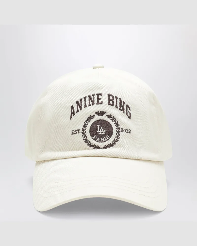 Anine Bing Jeremy Baseballkappe aus cremefarbener Baumwolle Beige
