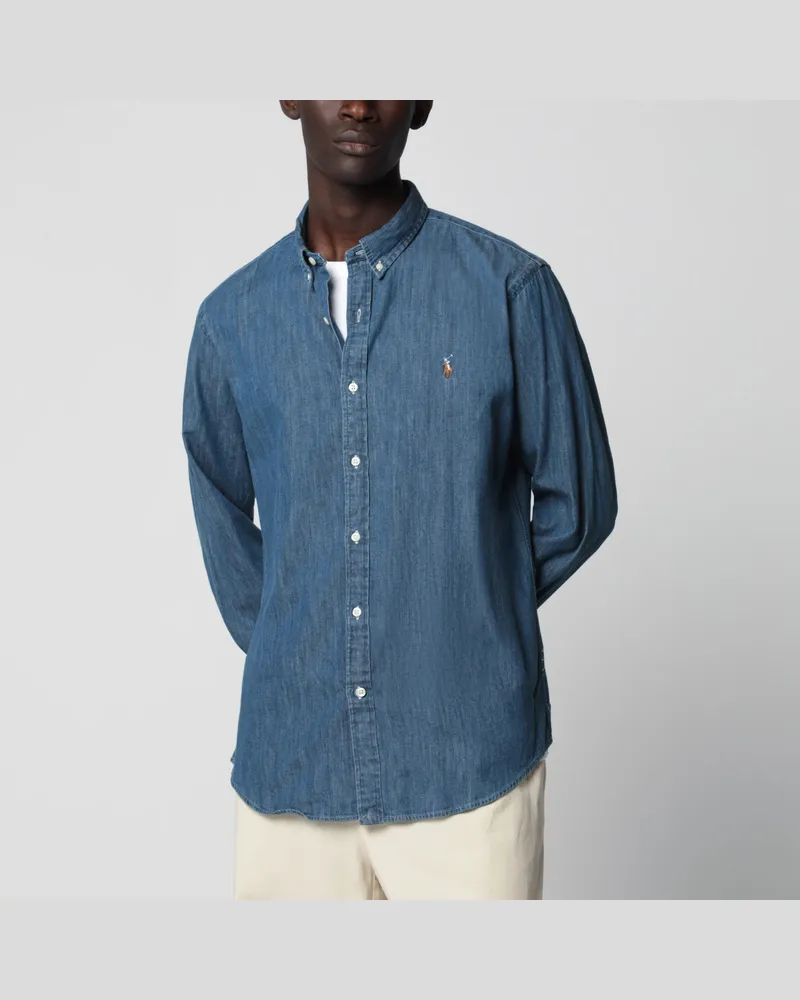 Ralph Lauren Slim-Fit-Button-down-Hemd aus blauem Denim Blue