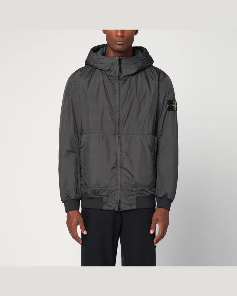 Stone Island Dunkelgraue Nylonjacke mit Reißverschluss Grau