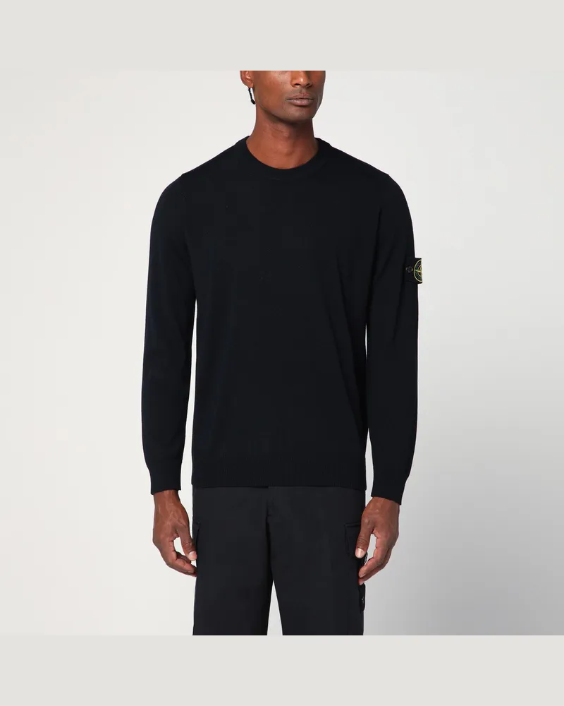 Stone Island Marineblauer Wollpullover Blue